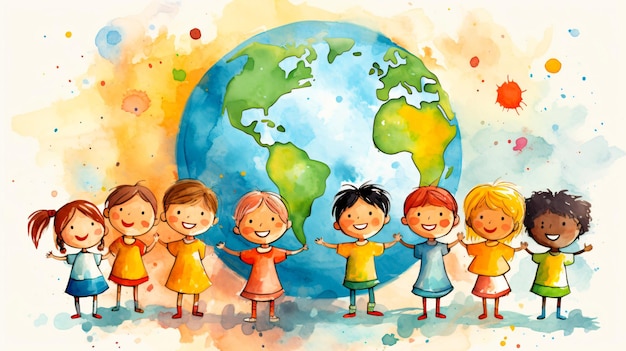 Vibrant World Children's Day Painting Celebrating Innocence and Joy