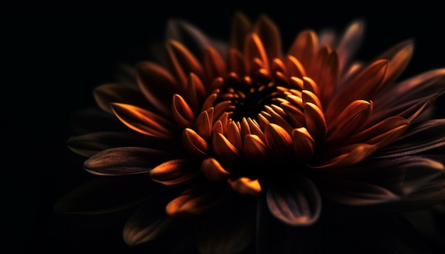 Vibrant yellow chrysanthemum a single flower in dark background generated by AI