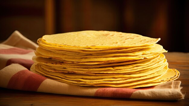 Photo vibrant yellow corn tortilla