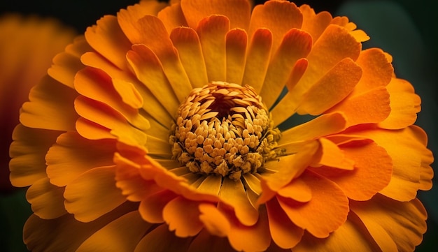 A vibrant yellow daisy in close up macro generated by AI