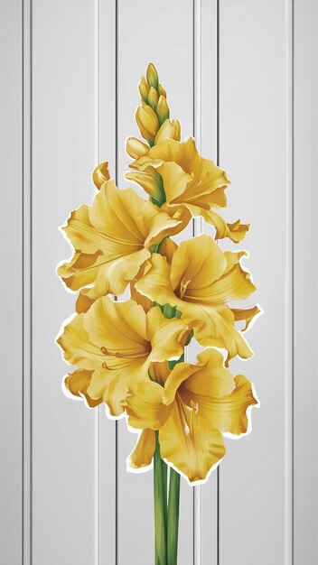 Photo vibrant yellow gladiolus sticker on white background