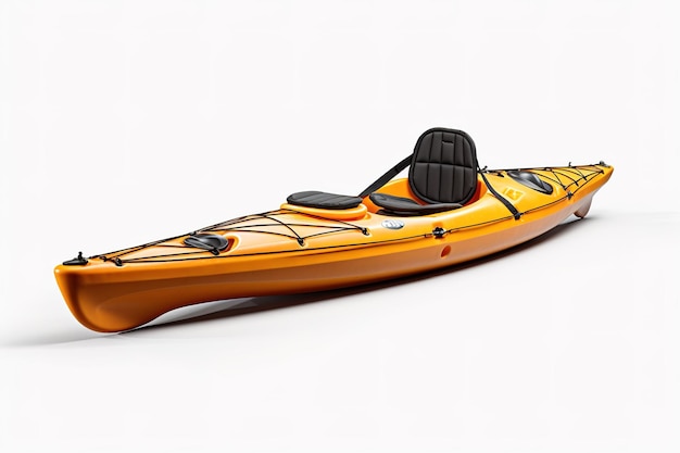 A Vibrant Yellow Kayak Awaits Adventure on a Sunny Day on White or PNG Transparent Background