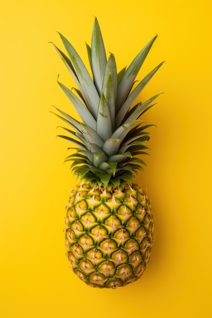 Vibrant Yellow Pineapple on Colorful Background AI Generated