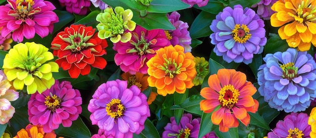 Photo vibrant zinnia flower garden