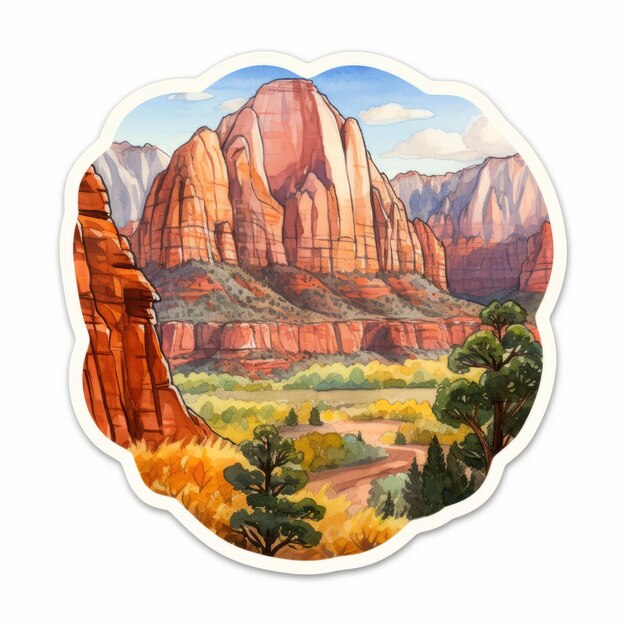 Vibrant Zion Canyon Sticker Organic Sculpting With Meticulous Realism