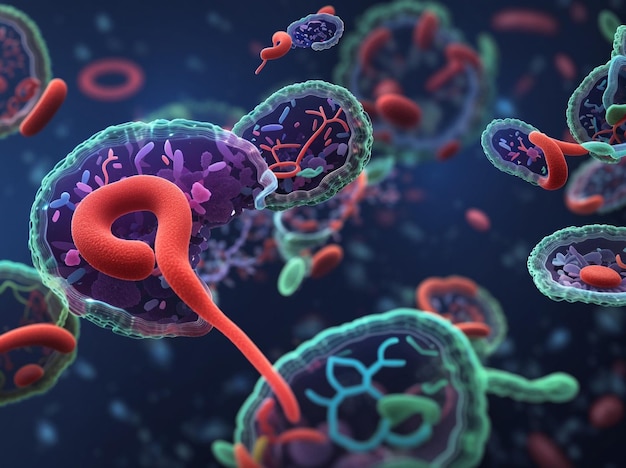 Photo vibrio cholerae 3d illustration of gramnegative bacteria