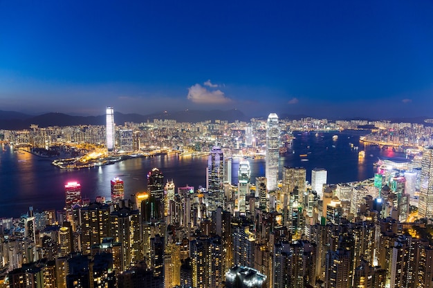 Victoria peak, Hong Kon, 22 June 2016:- Hong Kong skyline at night