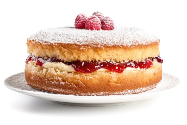 Victoria Sponge Cake isolated on white background Traditional London dessert Ai generative