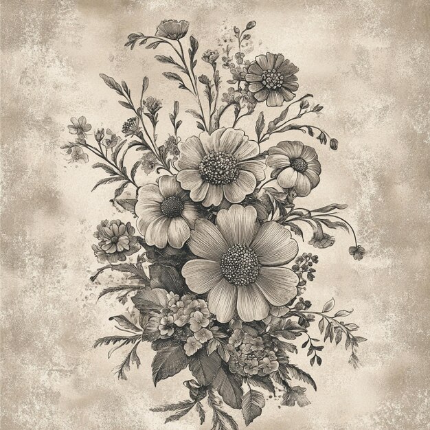 Photo victorian floral engravings with intricate detailing on a faded backdrop