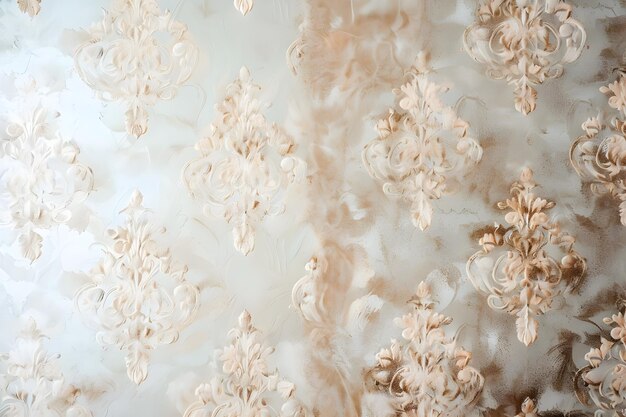 Victorian Inspired Wallpaper with Muted Tones and Rose Gold Accents