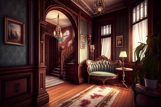 Victorian Interior Design Hyperrealistic Trending