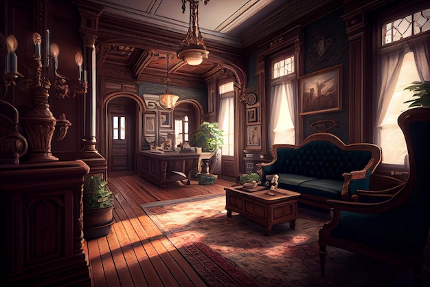 Victorian Interior Design Hyperrealistic Trending