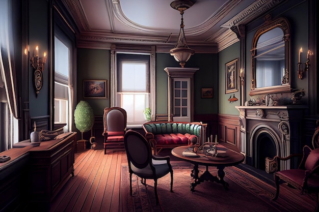 Victorian Interior Design Hyperrealistic Trending