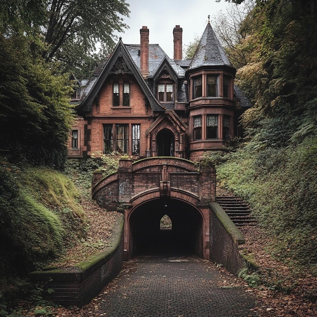 Photo victorian mansion with a hidden passage leading to an underground cellar