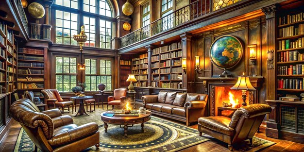 Photo victorian reading room get lost in a world of book