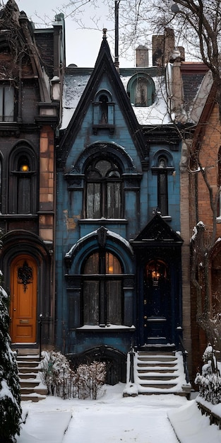 Photo victorian style houses in winter scene