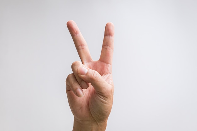 Victory or peace sign or number two hand sign