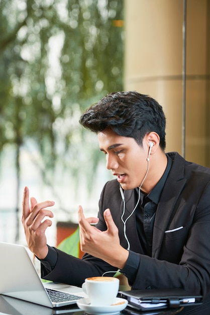 Video calling businessman