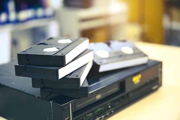 Video cassette tape stack with video record