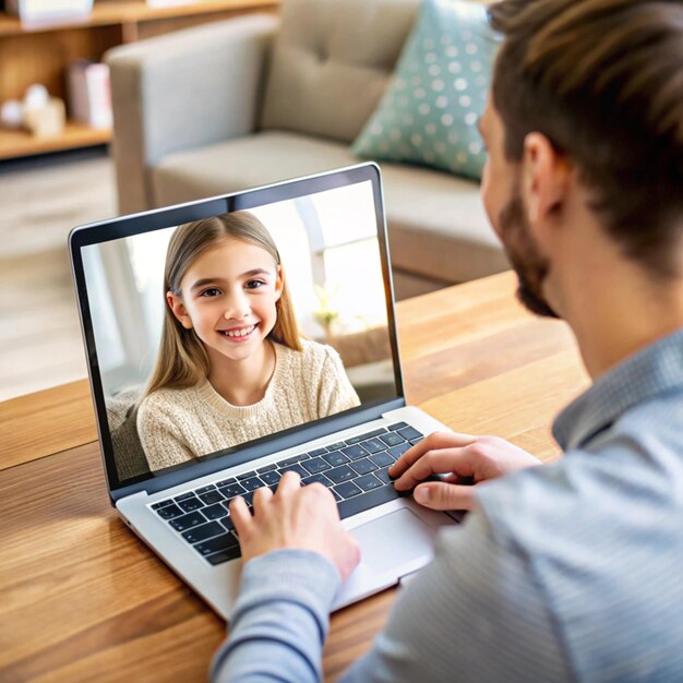 Video Chat with Girl Online on Laptop