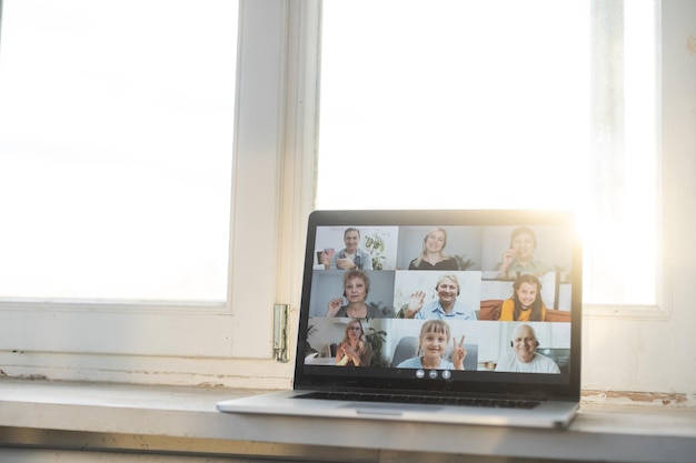 Video Conferencing Call Waving Hello With Hand