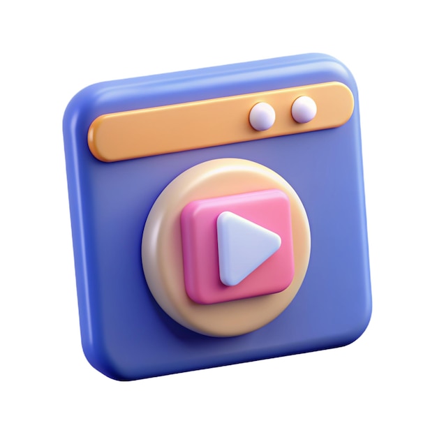 Video player web page play button Video streaming multimedia concept 3d vector icon Cartoon minimal style