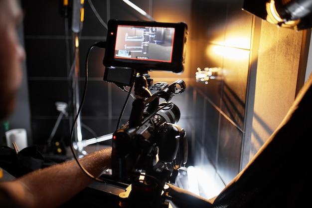 Video production backstage Behind the scenes of creating video content a professional team