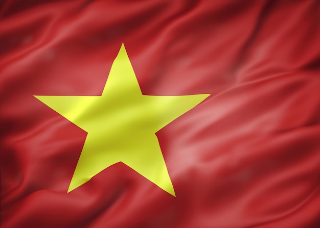 Vietnam flag background on fluttering fabric background