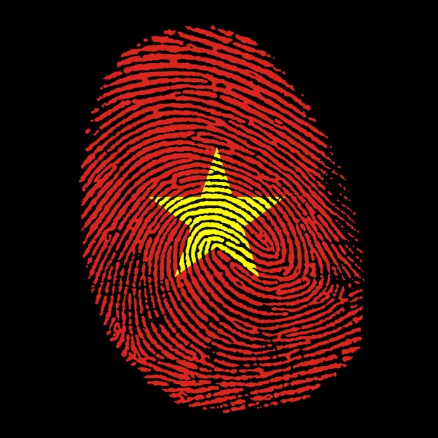 vietnam flag on finger imprint