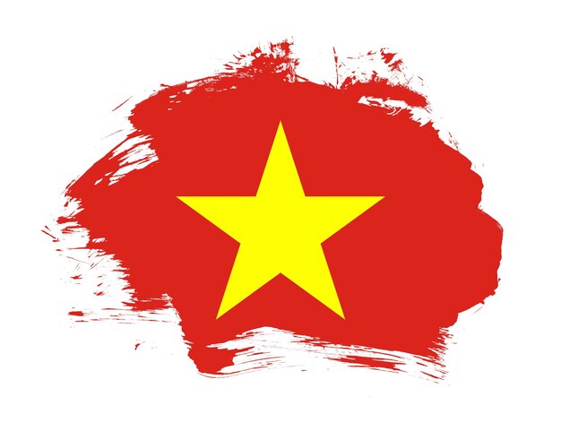 Vietnam flag painted on minimal brush stroke background