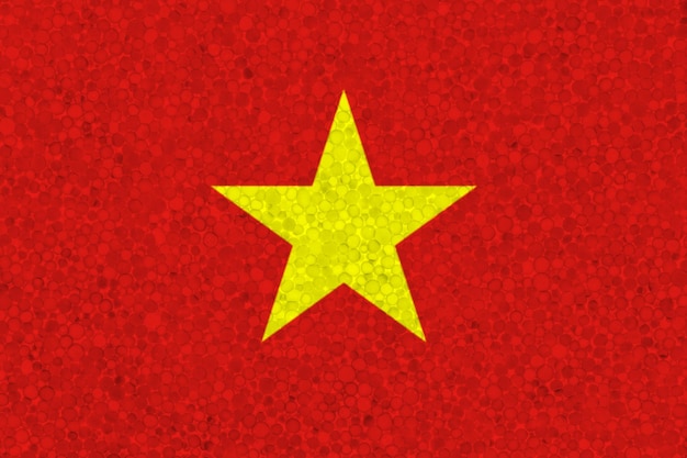 Vietnam flag on styrofoam texture