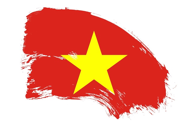 Vietnam flag on white background with abstract paint brush texture effect