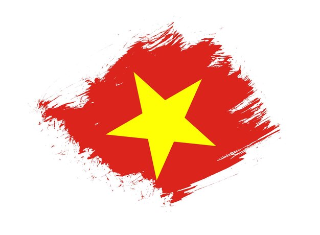 Vietnam flag with abstract paint brush texture effect on white background