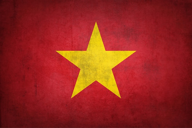 Vietnam flag with grunge texture.