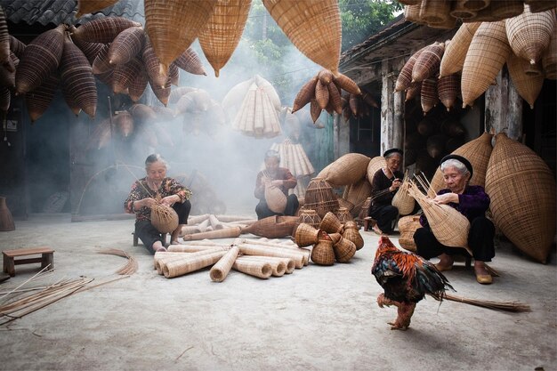 Vietnamese craftsmen make various things from bamboo