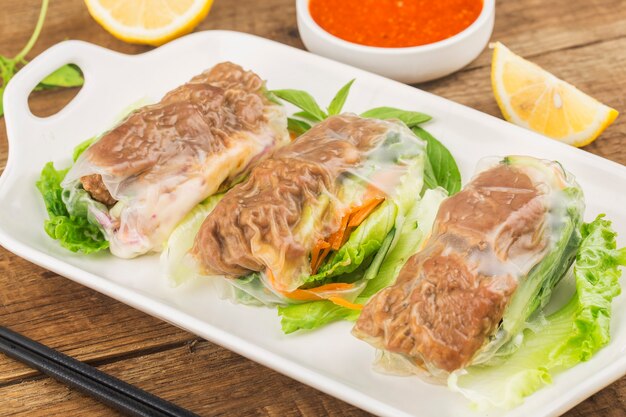 Vietnamese FoodÃ¯Â¼ÂVietnamese beef spring rolls