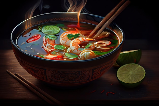 Vietnamese pho tom yum asian soup Generative Ai