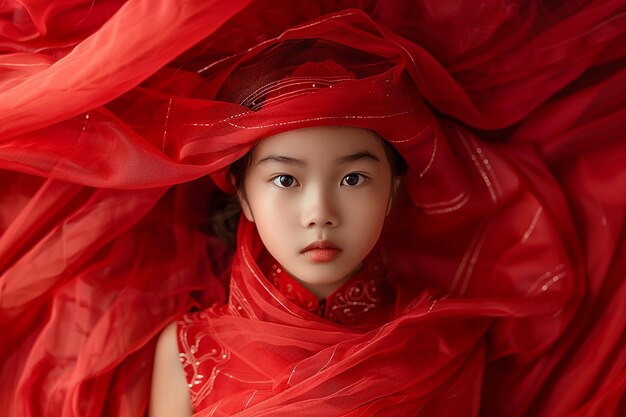 Photo vietnamese young lady in traditional robe for lunar new year festival season