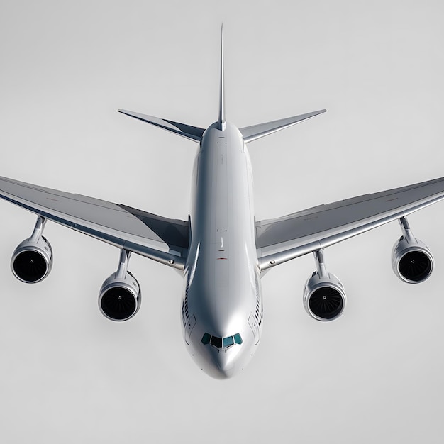 Photo view of 3d airplane with wings and engine on white background