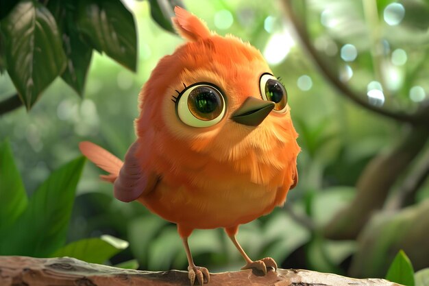 View Of 3D Animated Cartoon Bird