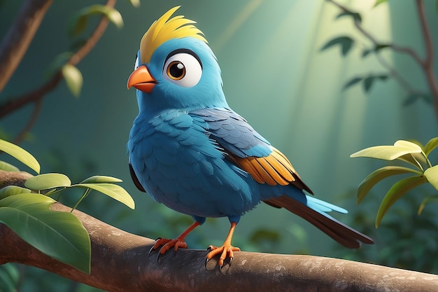 Photo view of 3d animated cartoon bird