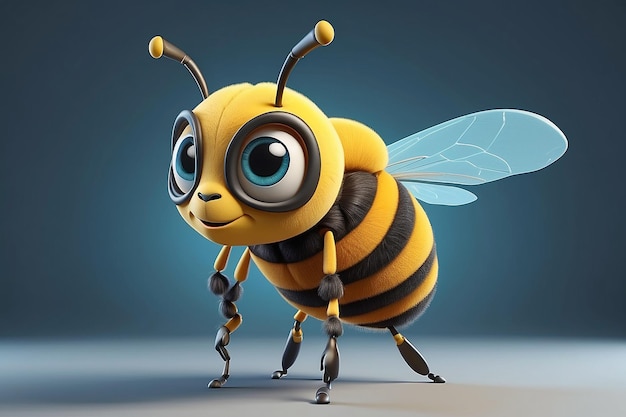 View of 3d cartoon character bee