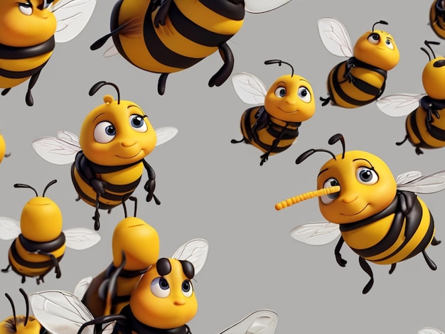 View of 3d cartoon character bee