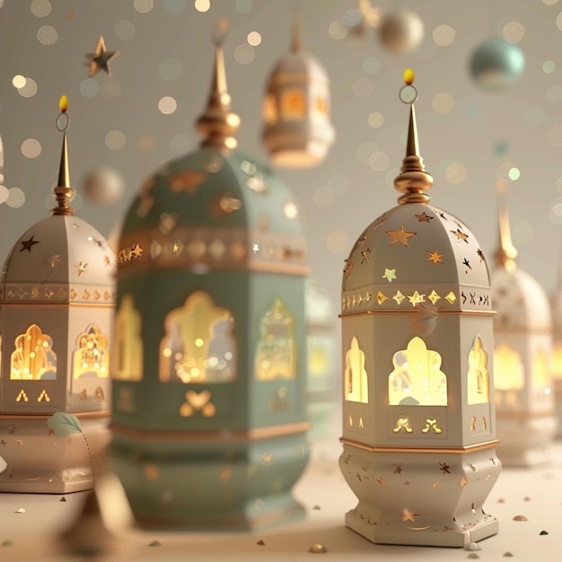 View of 3d islamic lantern