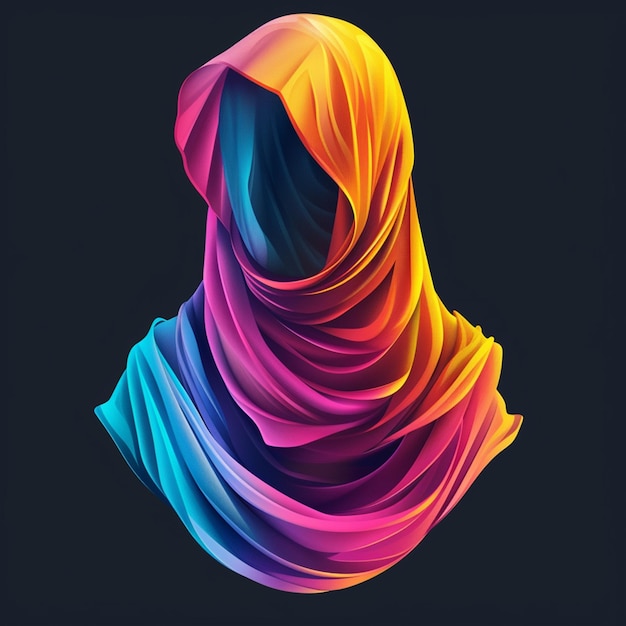 View of 3d woman wearing a hijab