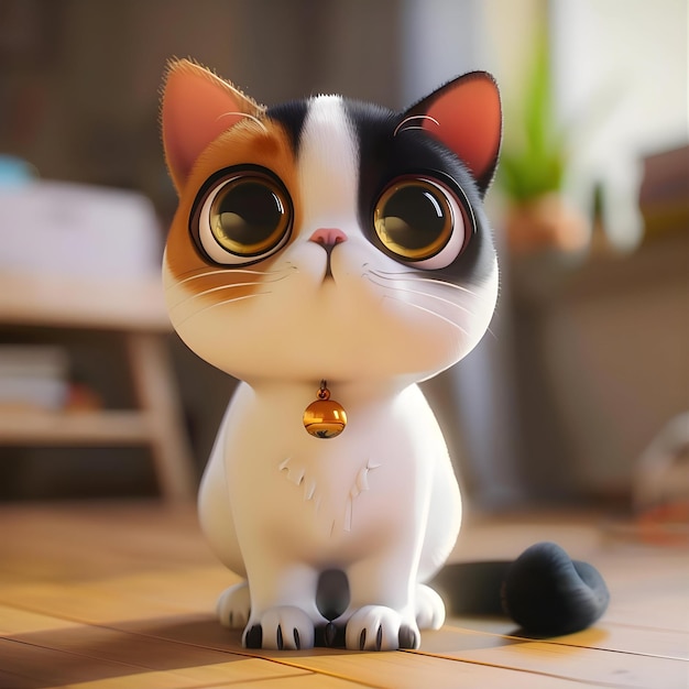 View Of Adorable 3D Cat