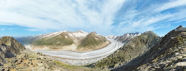 View of the Aletsch glacier in the swiss alps