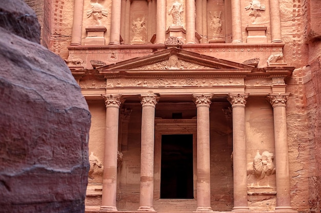 View of the alkhazneh palace or treasury in petra jordan