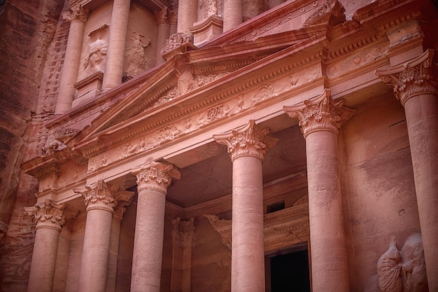 View of the alkhazneh palace or treasury in petra jordan