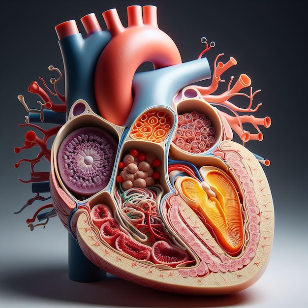 View of anatomic isolated heart model